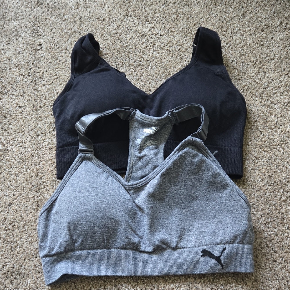 Set of 2 Sports Bras | Size S | Removable Cups | Black & Gray